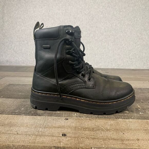 Martens Women's Size Iowa WP Black Leather Waterproof Combat